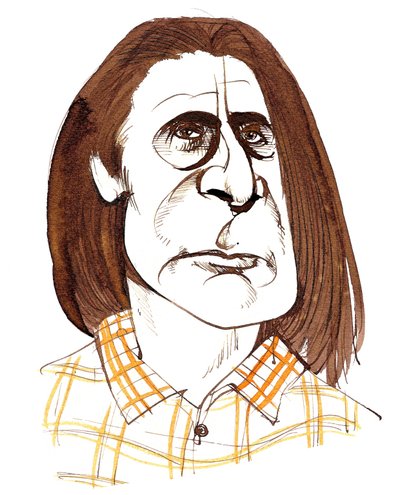Alfred Schnittke, Russische componist (1934-98); karikatuur door Neale Osborne